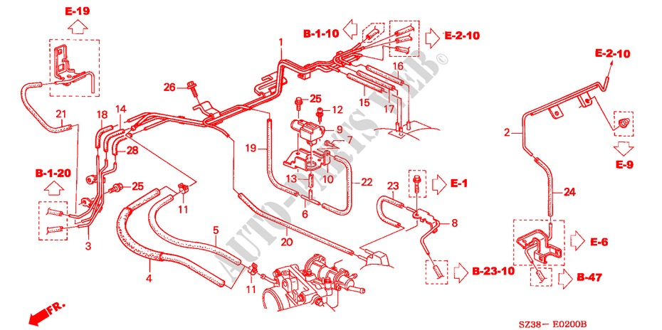 EINBAULEITUNG/ROHRE(LH) (1) für Honda LEGEND LEGEND 4 Türen 4 gang automatikgetriebe 1997