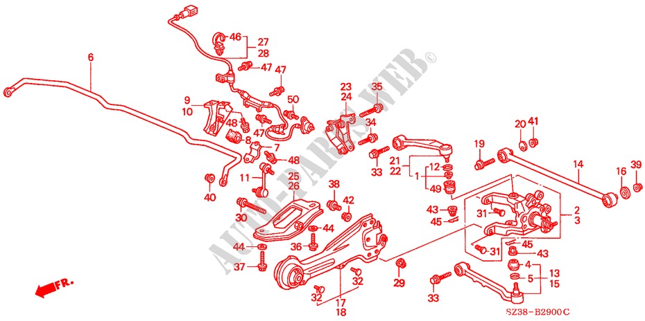 HINTEN STABILISATOR/ UNTERER ARM, HINTEN für Honda LEGEND LEGEND 4 Türen 4 gang automatikgetriebe 2001