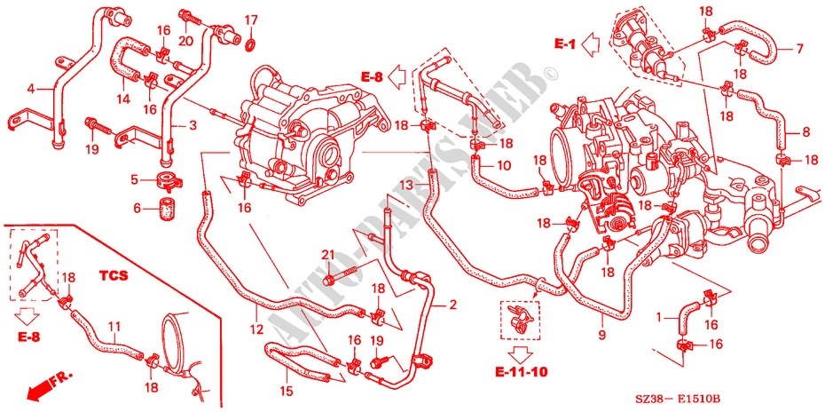 WASSERSCHLAUCH für Honda LEGEND LEGEND 4 Türen 4 gang automatikgetriebe 2001