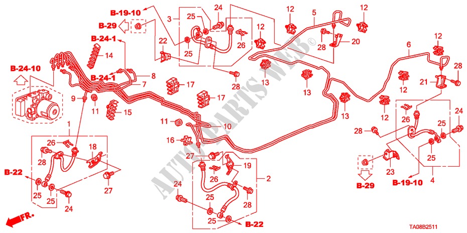 BREMSLEITUNGEN(ABS)(RH) für Honda ACCORD 2.0VTI 4 Türen 5 gang automatikgetriebe 2011