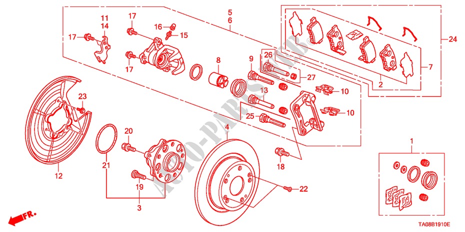 HINTERRADBREMSE für Honda ACCORD 3.5 4 Türen 5 gang automatikgetriebe 2009