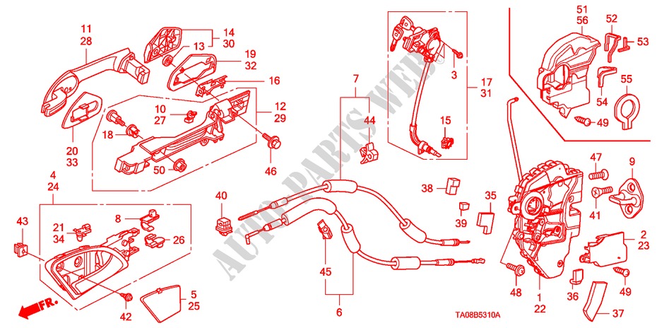TUERSCHLOESSER, VORNE/AEUSSERER GRIFF für Honda ACCORD VTI 4 Türen 5 gang automatikgetriebe 2010