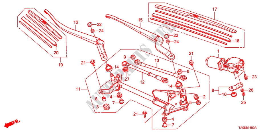 WINDSCHUTZSCHEIBENWISCHER(LH) für Honda ACCORD 2.0EX 4 Türen 5 gang-Schaltgetriebe 2009