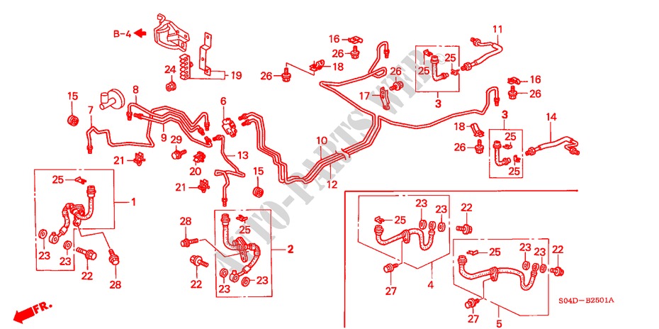 BREMSLEITUNGEN(RH) für Honda BALLADE 150I 4 Türen 4 gang automatikgetriebe 1997