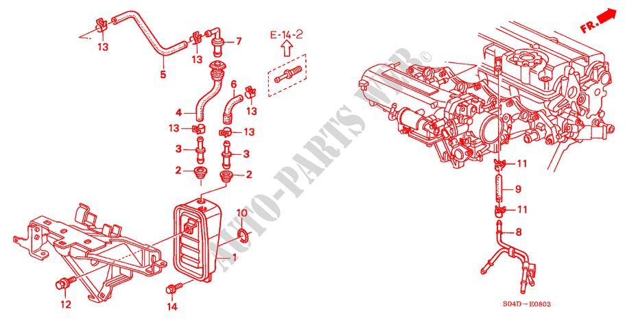 ENTLUEFTUNGSKAMMER(4) für Honda BALLADE 160I VTEC 4 Türen 5 gang-Schaltgetriebe 1998