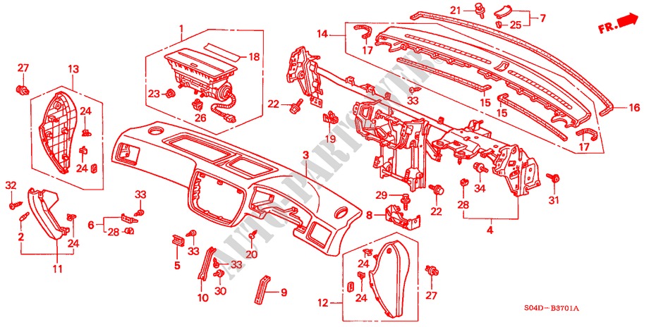 INSTRUMENTENBRETT(RH) für Honda BALLADE 160I VTEC 4 Türen 5 gang-Schaltgetriebe 1998