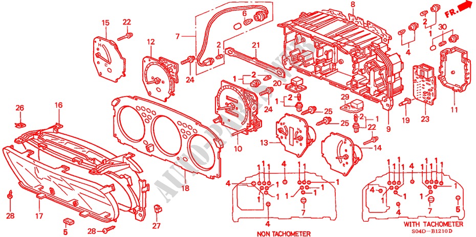 KOMBIINSTRUMENT BAUTEILE(NS) für Honda BALLADE 160I VTEC 4 Türen 5 gang-Schaltgetriebe 1998