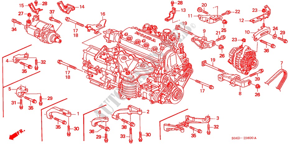 LICHTMASCHINENHALTERUNG/ MOTORVERSTAERKUNG für Honda BALLADE 180I 4 Türen 4 gang automatikgetriebe 1998