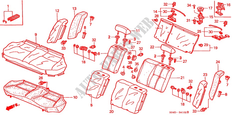 RUECKSITZ(3) für Honda BALLADE BASE 4 Türen 5 gang-Schaltgetriebe 1999