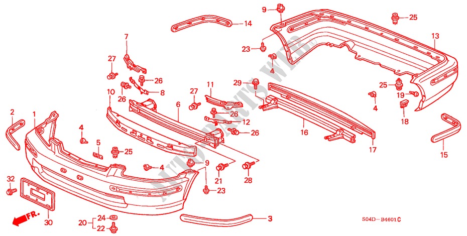 STOSSFAENGER(2) für Honda CIVIC LEI 4 Türen 5 gang-Schaltgetriebe 1999