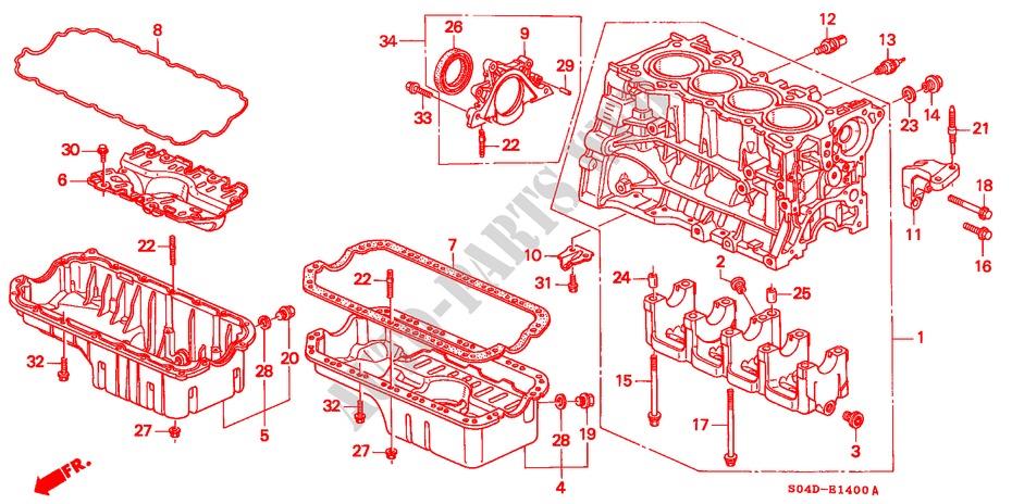 ZYLINDERBLOCK/OELWANNE (1) für Honda BALLADE BASE 4 Türen 5 gang-Schaltgetriebe 1999