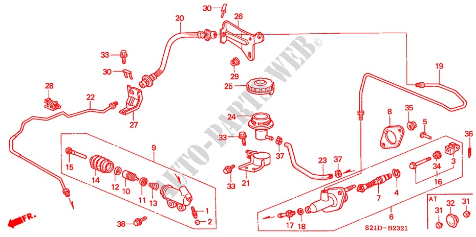 HAUPTKUPPLUNGSZYLINDER (RH) für Honda BALLADE BASE 4 Türen 5 gang-Schaltgetriebe 2000
