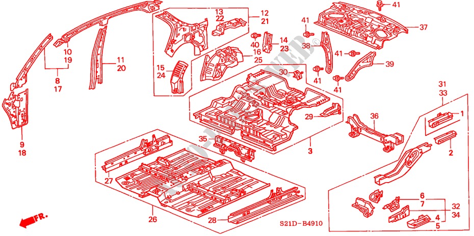 INNENBLECHE für Honda BALLADE BASE 4 Türen 5 gang-Schaltgetriebe 2000