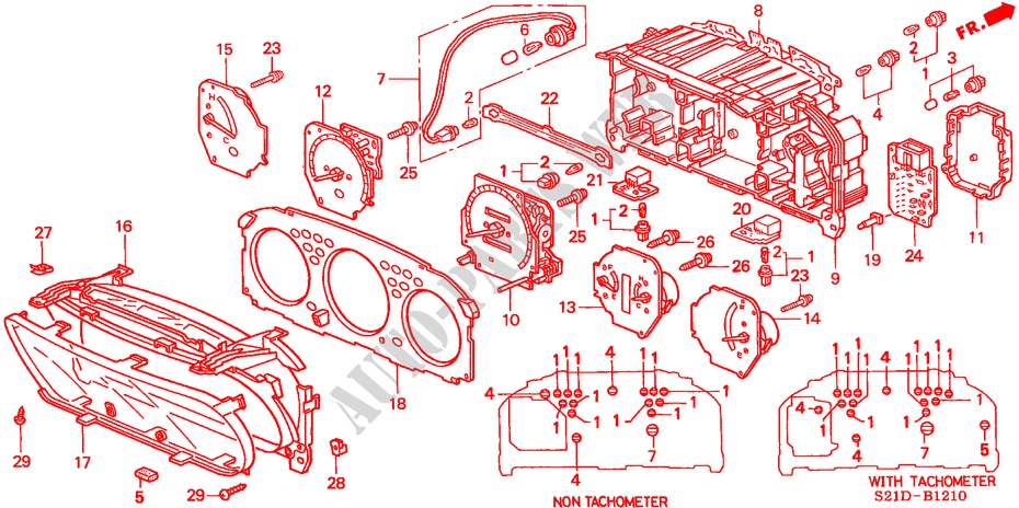 KOMBIINSTRUMENT BAUTEILE(NS) für Honda BALLADE BASE 4 Türen 5 gang-Schaltgetriebe 2000