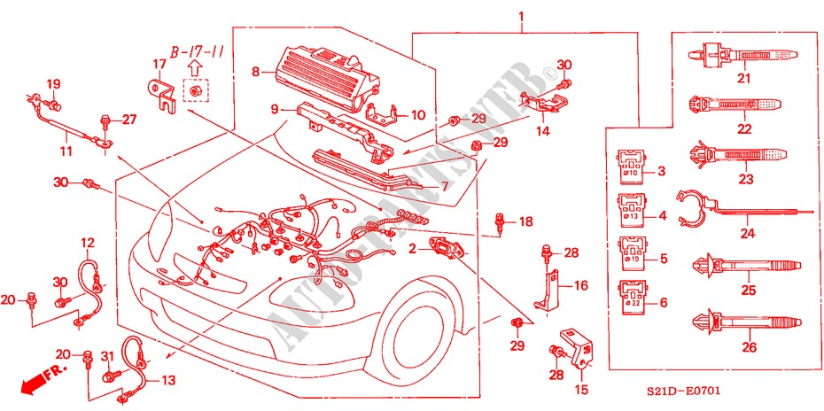 MOTORKABELBAUM (RH) für Honda BALLADE BASE 4 Türen 5 gang-Schaltgetriebe 2000
