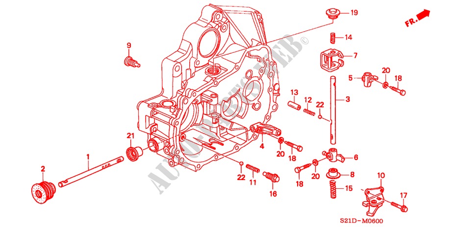 SCHALTSTANGE/SCHALTHEBELHALTERUNG (1) für Honda BALLADE BASE 4 Türen 5 gang-Schaltgetriebe 2000