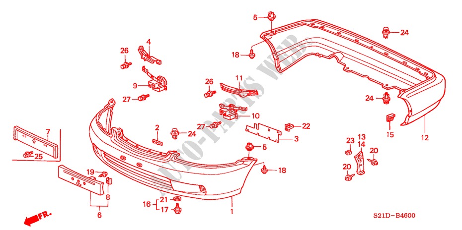 STOSSFAENGER(1) für Honda BALLADE 150I 4 Türen 5 gang-Schaltgetriebe 2000
