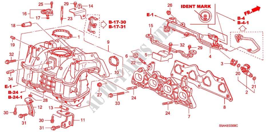 ANSAUGKRUEMMER für Honda CIVIC EXI 4 Türen 5 gang-Schaltgetriebe 2002