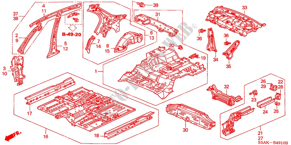 BODEN/INNENBLECHE für Honda CIVIC EXI 4 Türen 5 gang-Schaltgetriebe 2002