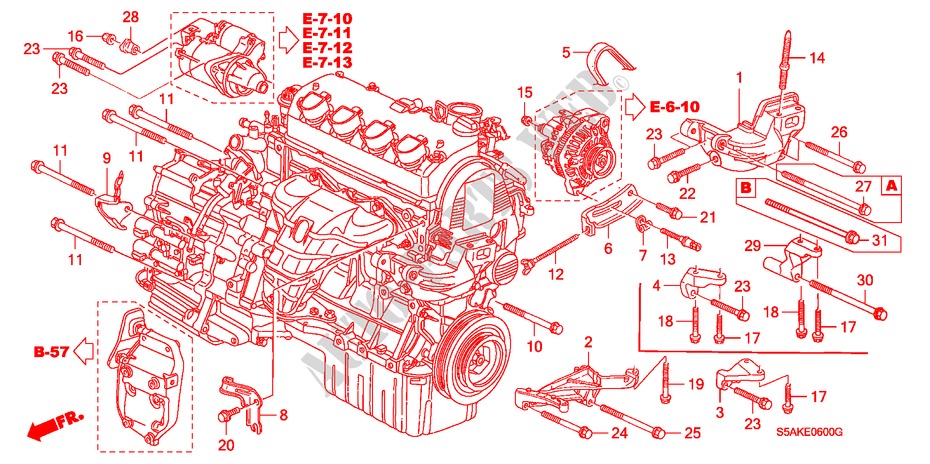 MOTORHALTERUNG für Honda CIVIC 1.6LS 4 Türen 4 gang automatikgetriebe 2001
