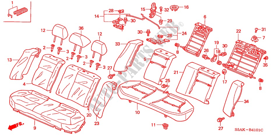 RUECKSITZ(2) für Honda CIVIC 1.6LS 4 Türen 5 gang-Schaltgetriebe 2003