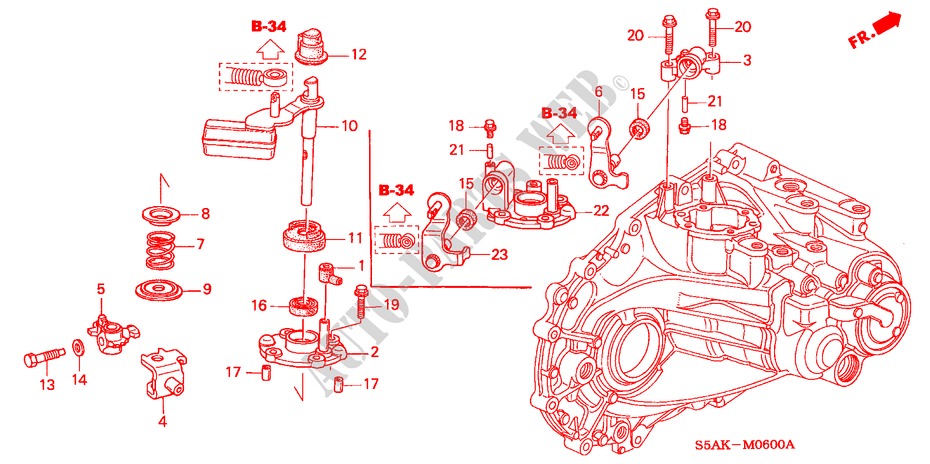SCHALTARM/SCHALTHEBEL für Honda CIVIC 1.6LS 4 Türen 5 gang-Schaltgetriebe 2003