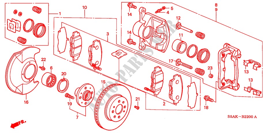 VORDERRADBREMSE(1) für Honda CIVIC GLI 4 Türen 5 gang-Schaltgetriebe 2003