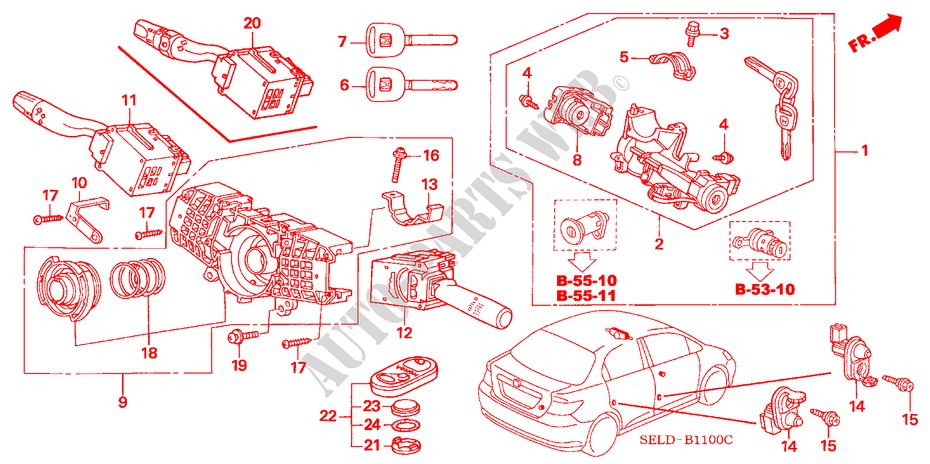 KOMBISCHALTER(LH) für Honda CITY EXI 4 Türen 5 gang-Schaltgetriebe 2003