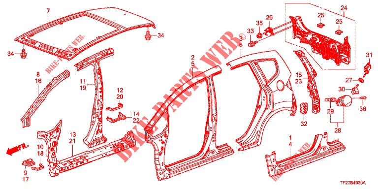 AUSSENBLECHE/TAFEL, HINTEN  für Honda JAZZ HYBRID LUXURY 5 Türen vollautomatische 2015