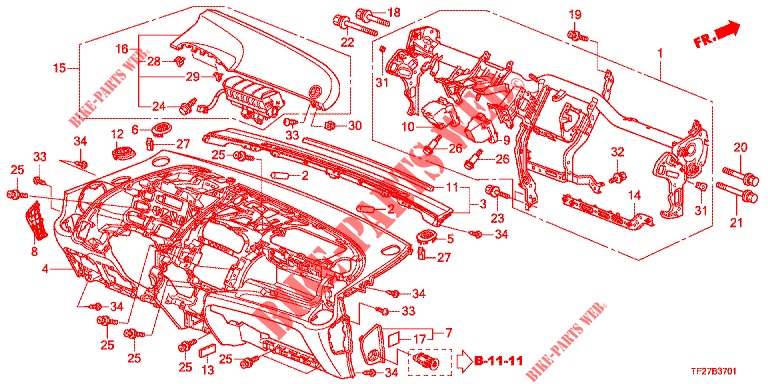 INSTRUMENTENBRETT, OBEN (LH) für Honda JAZZ HYBRID LUXURY 5 Türen vollautomatische 2015