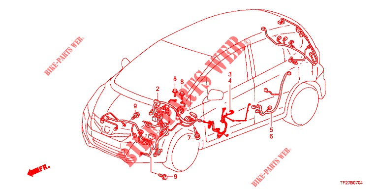 KABELBAUM (2) (LH) für Honda JAZZ HYBRID LUXURY 5 Türen vollautomatische 2015