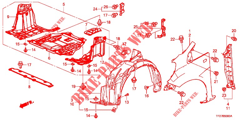 KOTFLUEGEL, VORNE  für Honda JAZZ HYBRID LUXURY 5 Türen vollautomatische 2015