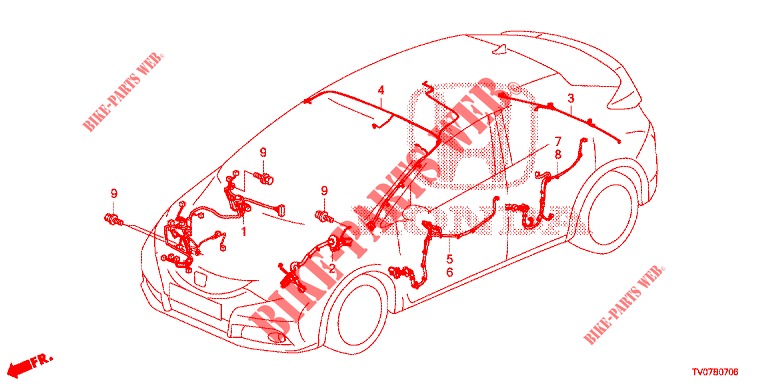 KABELBAUM (4) (LH) für Honda CIVIC DIESEL 1.6 ELEGANCE 5 Türen 6 gang-Schaltgetriebe 2013