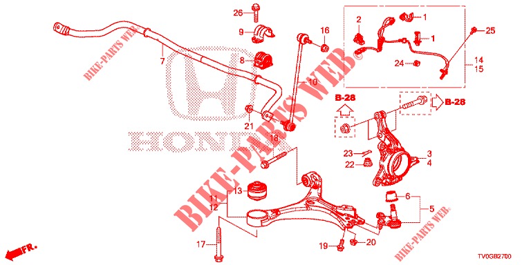 GELENK, VORNE  für Honda CIVIC DIESEL 1.6 EXECUTIVE 5 Türen 6 gang-Schaltgetriebe 2015