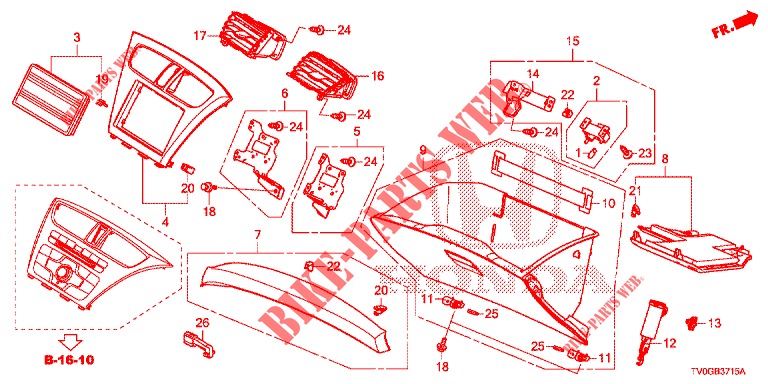 INSTRUMENT, ZIERSTUECK (COTE DE PASSAGER) (LH) für Honda CIVIC DIESEL 1.6 EXECUTIVE 5 Türen 6 gang-Schaltgetriebe 2015