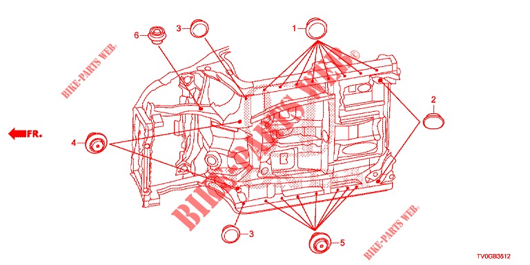 GUMMITUELLE (INFERIEUR) für Honda CIVIC DIESEL 1.6 EXECUTIVE EURO 6 5 Türen 6 gang-Schaltgetriebe 2015