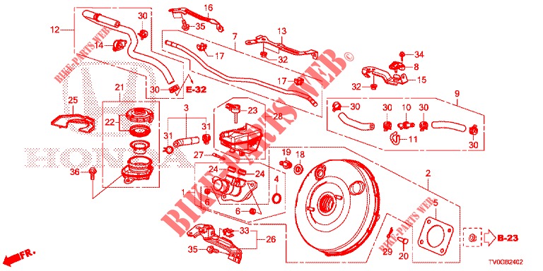 HAUPTBREMSZYLINDER/MASTER POWER (DIESEL) (LH) für Honda CIVIC DIESEL 1.6 EXECUTIVE EURO 6 5 Türen 6 gang-Schaltgetriebe 2015
