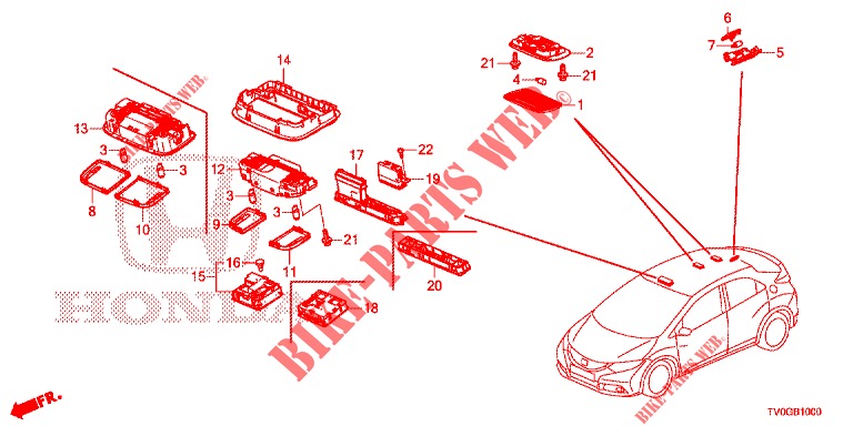 INNENLEUCHTE  für Honda CIVIC DIESEL 1.6 EXECUTIVE EURO 6 5 Türen 6 gang-Schaltgetriebe 2015