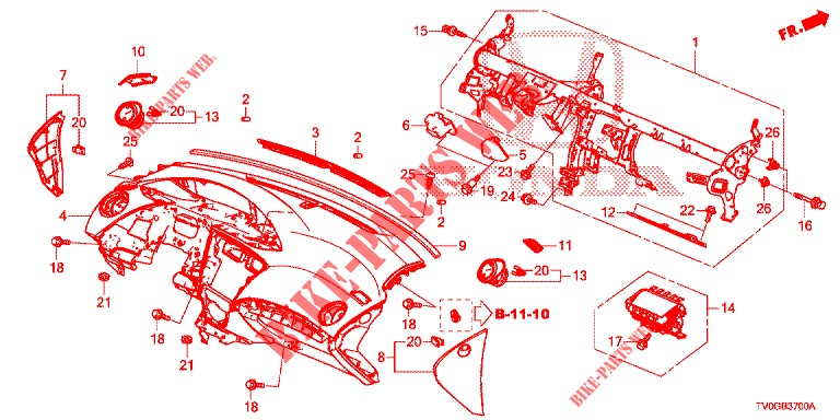 INSTRUMENTENBRETT, OBEN (LH) für Honda CIVIC DIESEL 1.6 EXECUTIVE EURO 6 5 Türen 6 gang-Schaltgetriebe 2015