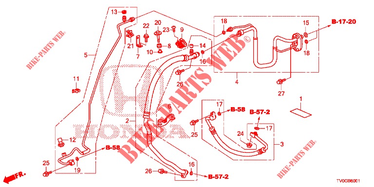 KLIMAANLAGE (DURITES/TUYAUX) (DIESEL) (LH) für Honda CIVIC DIESEL 1.6 EXECUTIVE EURO 6 5 Türen 6 gang-Schaltgetriebe 2015