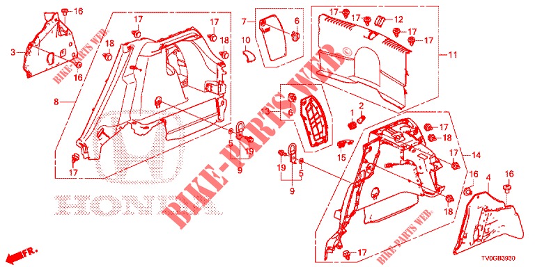 KOFFERRAUM SEITENVERKL.  für Honda CIVIC DIESEL 1.6 EXECUTIVE EURO 6 5 Türen 6 gang-Schaltgetriebe 2015