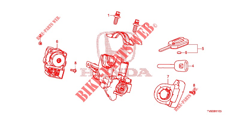 SCHLIESSZYLINDER KOMPONENTEN  für Honda CIVIC DIESEL 1.6 EXECUTIVE EURO 6 5 Türen 6 gang-Schaltgetriebe 2015