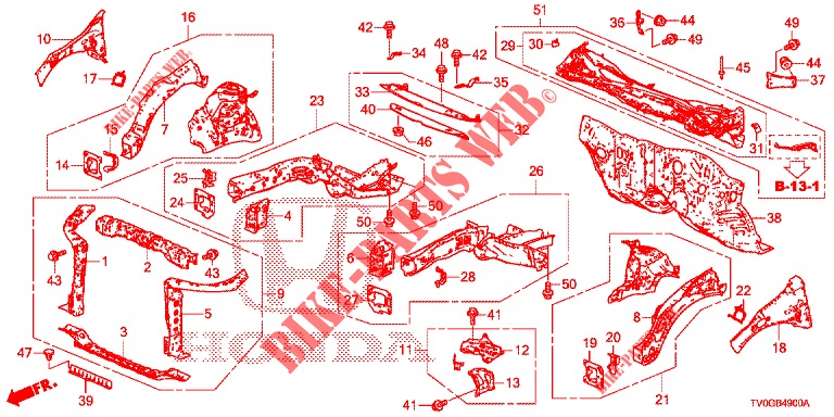 VORDERE TRENNWAND/STIRNWAND  für Honda CIVIC DIESEL 1.6 EXECUTIVE EURO 6 5 Türen 6 gang-Schaltgetriebe 2015