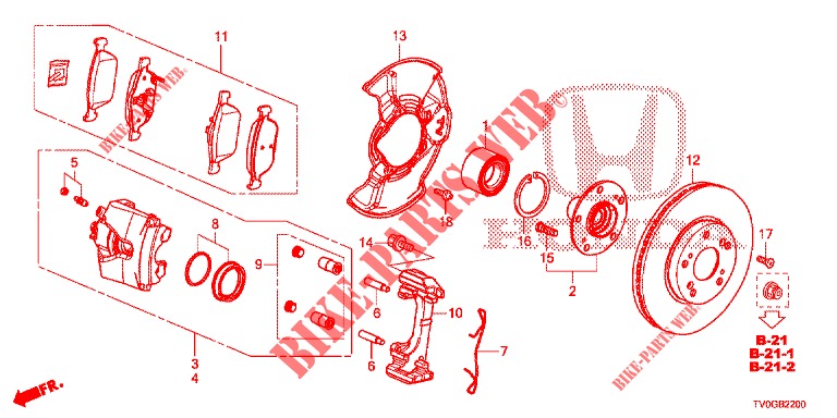 VORDERRADBREMSE  für Honda CIVIC DIESEL 1.6 EXECUTIVE EURO 6 5 Türen 6 gang-Schaltgetriebe 2015