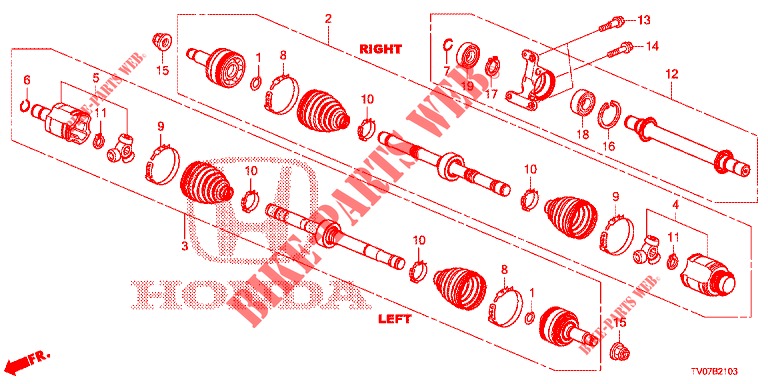 ANTRIEBSWELLE, VORNE/HALBWELLE (DIESEL) (1.6L) für Honda CIVIC DIESEL 1.6 EXECUTIVE 5 Türen 6 gang-Schaltgetriebe 2013