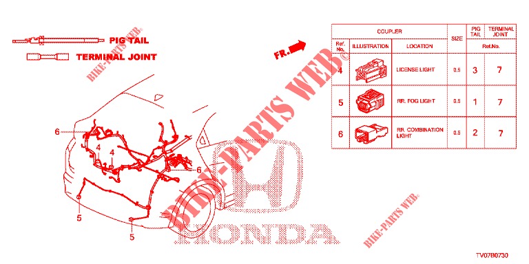 ELEKTR. STECKVERBINDER (ARRIERE) für Honda CIVIC DIESEL 1.6 EXECUTIVE 5 Türen 6 gang-Schaltgetriebe 2013