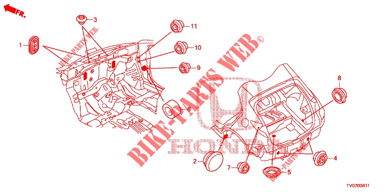 GUMMITUELLE (ARRIERE) für Honda CIVIC DIESEL 1.6 EXECUTIVE 5 Türen 6 gang-Schaltgetriebe 2013