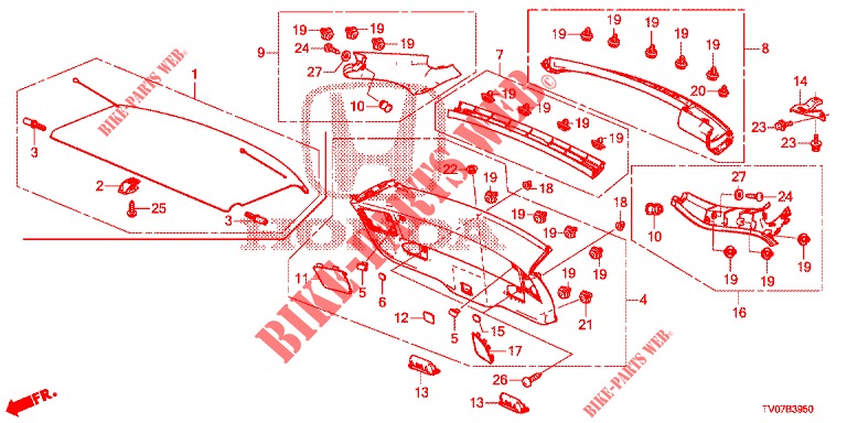 HECKKLAPPENVERKLEIDUNG/ TAFELVERKLEIDUNG, HINTEN(2D)  für Honda CIVIC DIESEL 1.6 EXECUTIVE 5 Türen 6 gang-Schaltgetriebe 2013