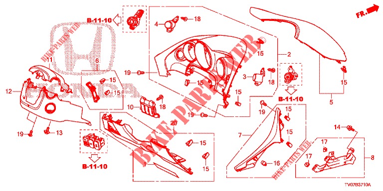INSTRUMENT, ZIERSTUECK (COTE DE CONDUCTEUR) (LH) für Honda CIVIC DIESEL 1.6 EXECUTIVE 5 Türen 6 gang-Schaltgetriebe 2013