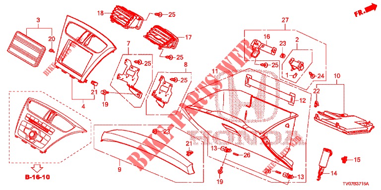 INSTRUMENT, ZIERSTUECK (COTE DE PASSAGER) (LH) für Honda CIVIC DIESEL 1.6 EXECUTIVE 5 Türen 6 gang-Schaltgetriebe 2013